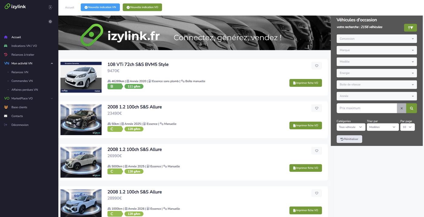 Interface izylink — MarketPlace VO